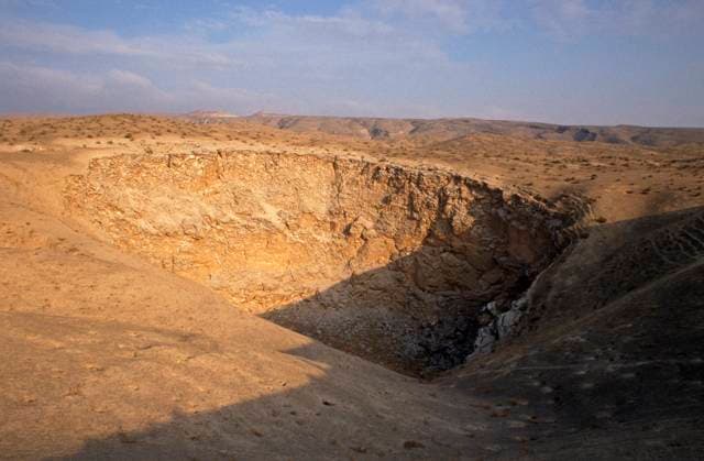Sinkhole Gypsum cave full of gypsum crystals, Kugitang plain, Turkmenistan 1990  1577575 WillemxxKolvoort
