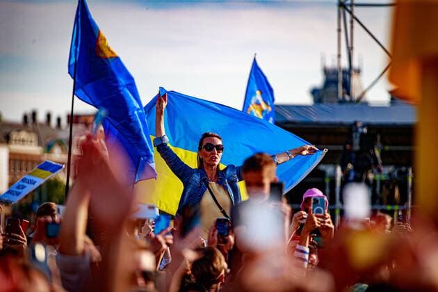 2022 06 21 19 57 21 AMSTERDAM Kalush Orchestra performs during a benefit rally for Ukraine on the Museumplein The event is an initiative of the Ukrainian Ministries of Culture and Foreign Affairs ANP LEVIN DEN BOER netherlands out belgium out  Copyright: xx x450740390x originalFilename: 450740390.jpg