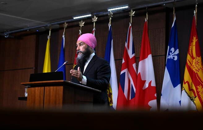 June 22, 2022, Ottawa, ON, CAN: NDP Leader Jagmeet Singh participates in a news conference on Parliament Hill in Ottawa, on Wednesday, June 22, 2022. Ottawa CAN  - ZUMAc35_ 20220622_zaf_c35_023 Copyright: xJustinxTangx