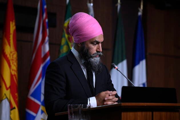 June 22, 2022, Ottawa, ON, CAN: NDP Leader Jagmeet Singh listens to a question during a news conference on Parliament Hill in Ottawa, on Wednesday, June 22, 2022. Ottawa CAN  - ZUMAc35_ 20220622_zaf_c35_029 Copyright: xJustinxTangx