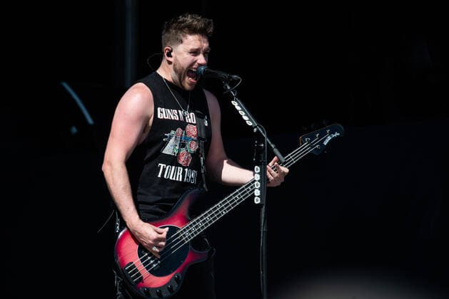 Bullet for My Valentine live at Tons of Rock 2022, Oslo, Norway Oslo, Norway. 23rd, June 2022. The Welsh heavy metal band Bullet for My Valentine performs a live concert during the Norwegian music festival Tons of Rock 2022 in Oslo. Here bass player Jamie Mathias is seen live on stage. Oslo Norway  Copyright: xGonzalesxPhoto Jan-ErikxEriksenx