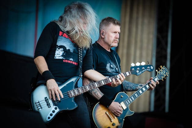 Mastodon live at Tons of Rock 2022, Oslo, Norway Oslo, Norway. 23rd, June 2022. The American metal band Mastodon performs a live concert during the Norwegian music festival Tons of Rock 2022 in Oslo. Here vocalist and bass player Troy Sanders (L) is seen live on stage with guitarist Bill Kelliher (R). Oslo Norway  Copyright: xGonzalesxPhoto Jan-ErikxEriksenx
