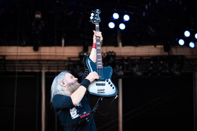 Mastodon live at Tons of Rock 2022, Oslo, Norway Oslo, Norway. 23rd, June 2022. The American metal band Mastodon performs a live concert during the Norwegian music festival Tons of Rock 2022 in Oslo. Here vocalist and bass player Troy Sanders is seen live on stage. Oslo Norway  Copyright: xGonzalesxPhoto Jan-ErikxEriksenx