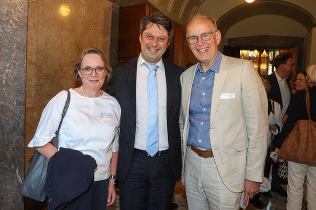 Hanover, reception on the occasion of the tenth anniversary of the Villa Seligmann as a house for Jewish music, Konstanze Beckedorf, Eliah Sakakushev von Bismarck Director of the Villa Seligmann Bishop Ralf Meister,