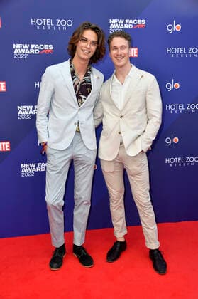 Tim Rasch with friend Robert Thiele at the Bunte New Faces Awards Film 2022 at the Delphi Filmpalast Berlin, 23 06 2022 Foto:xN.xKubelkax xFuturexImage
