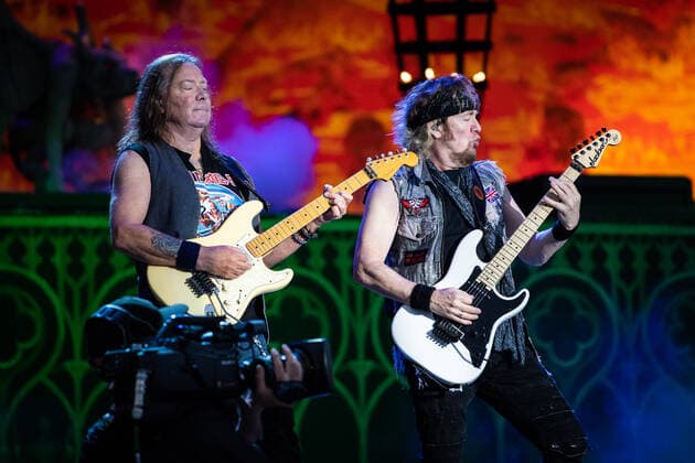 Iron Maiden live at Tons of Rock, Oslo, Norway Oslo, Norway. 23rd, June 2022. The English heavy metal band Iron Maiden performs a live concert during the Norwegian music festival Tons of Rock 2022 in Oslo. Here guitarists Dave Murray (L) and Adrian Smith (R) are seen live on stage. Oslo Norway  Copyright: xGonzalesxPhoto Jan-ErikxEriksenx