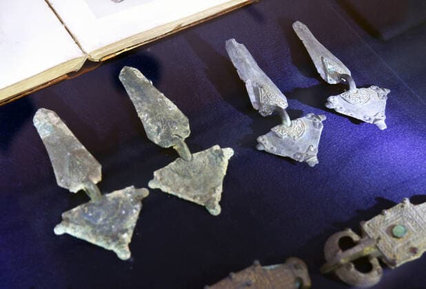 KYIV, UKRAINE - JUNE 24, 2022 - Female jewellery from the burials in western Crimea dating back to the early Middle Ages are part of the largest collection of antiquities confiscated since Ukraine s independence from ex-MP Valerii Horbatov during authorized searches on display at the National Museum of the History of Ukraine, Kyiv, capital of Ukraine. This photo cannot be distributed in the Russian Federation. Largest collection of antiquities in Ukraine?s history confiscated from ex-MP presented in Kyiv  Copyright: xRuslanxKaniukax
