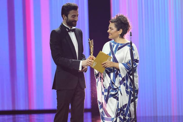 German Film Award 2022 Laudator BEST CHILDRENS FILM Sara Fazilat and laureate in BEST CHILDRENS FILM The Path at the Lola German Film Award 2022 ceremony at the Palais am Funkturm in Berlin 24 06 2022 Copyright: xEventpressx