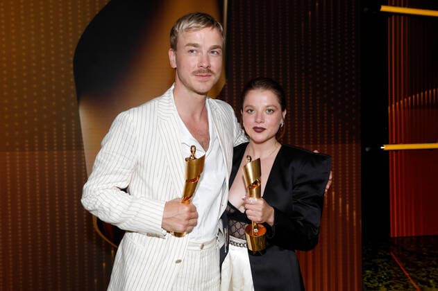 German Film Award 2022 Albrecht Schuch with Jella Haase at the party at the Lola German Film Award 2021 ceremony at the Palais am Funkturm in Messe Berlin Copyright: xEventpressxGolejewskix