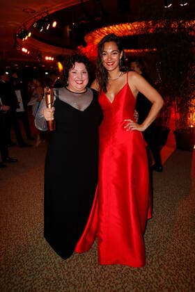 German Film Award 2022 Meltem Kaptan and Nilam Farooq at the party at the Lola German Film Award 2021 ceremony at the Palais am Funkturm in Messe Berlin. Copyright: xEventpressxGolejewskix