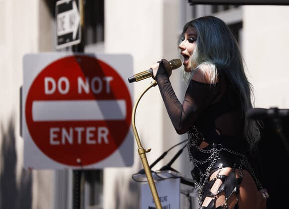 Kesha performs at the Stonewall National Monument Visitor Center groundbreaking ceremony outside of the Stonewall Inn on Friday, June 24, 2022 in New York City.  NYP20220624121 JohnxAngelillo