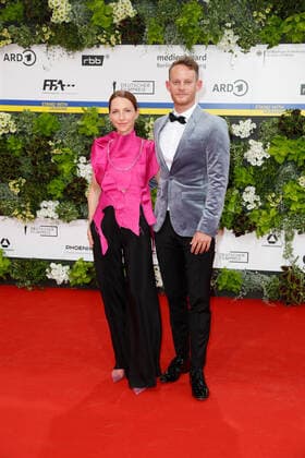German Film Award 2022 Katharina Schüttler with Patrick Güldenberg on the red carpet at the Lola German Film Award 2021 ceremony at the Palais am Funkturm in Messe Berlin Copyright: xEventpressxGolejewskix