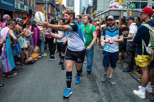 June 26, 2022, Toronto, ON, Canada: People march in the Pride parade marking the return of in-person festivities for the annual LGBTQ celebration, in Toronto, Sunday, June 26, 2022. Toronto Canada  - ZUMAc35_ 20220626_zaf_c35_079 Copyright: xEduardoxLimax