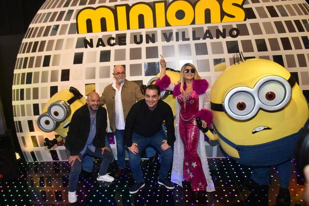 June 26, 2022, Mexico City, Mexico City, Mexico: June 26, 2022, Mexico City, Mexico: (L-R) Luis Garcia, Andres Bustamante, Christian Martinoli, Itati Cantoral attend at the red carpet of Minions: The Rise of Gru film premiere at Cinemex Antara. on June 26, 2022 in Mexico City, Mexico. Mexico City Mexico - ZUMAe321 20220626_zia_e321_049 Copyright: xCarlosxTischlerx xEyepixxGroupx