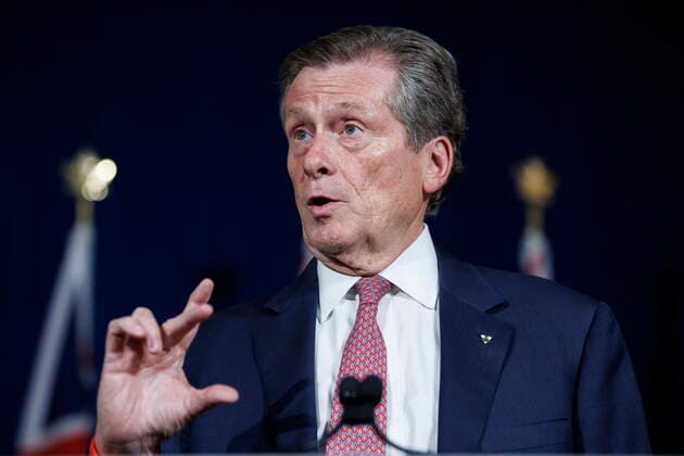 June 27, 2022, TORONTO, ON, Canada: Toronto Mayor John Tory, speaks during a joint press conference alongside Ontario Premier Doug Ford (not pictured) while inside QueenöÄÃ s Park in Toronto, Monday, June 27, 2022. TORONTO Canada  - ZUMAc35_ 20220627_zaf_c35_050 Copyright: xColexBurstonx