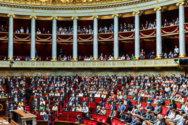 News Bilder des Tages June 28, 2022, Paris, Ile de France, France: Overall view of the hemicycle. First public session at the National Assembly since the legislative elections. During this session, the deputies will elect the president of the assembly. Paris France - ZUMAf173 20220628_zip_f173_003 Copyright: xAdrienxFillonx