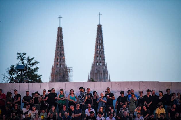 PXL_Placebo concert Spectators and cathedral in the background during Placebo concert in Zagreb, Croatia on 27. June 2022. JosipxRegovic PIXSELL