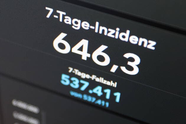 RKI dashboard, 7 day incidence is now 646.3 7 day incidence, RKI dashboard on a monitor on 29 06 2022 in Siegen Germany.
