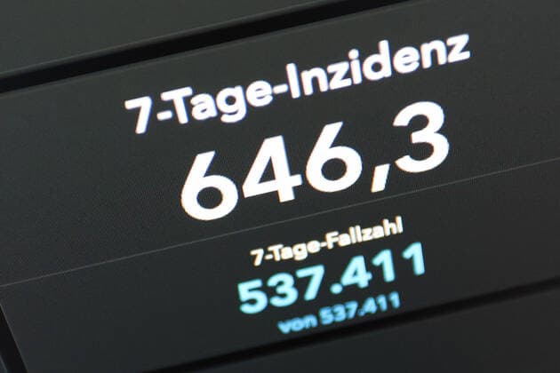 RKI dashboard, 7 day incidence is now 646.3 7 day incidence, RKI dashboard on a monitor on 29 06 2022 in Siegen Germany.