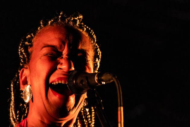 Kiko Dinucci live at Roskilde Festival 2022, Roskilde, Denmark Roskilde, Denmark. 29th, June 2022. The Brazilian singer, songwriter and musician Kiko Dinucci performs a live concert during the Danish music festival Roskilde Festival 2022 in Roskilde. Here vocalist Jucara Marcal is seen live on stage. Roskilde Denmark  Copyright: xGonzalesxPhoto ErlingxBrodersenx