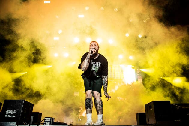 Post Malone live at Roskilde Festival 2022, Roskilde, Denmark Roskilde, Denmark. 29th, June 2022. The American rapper and lyricist Post Malone performs a live concert during the Danish music festival Roskilde Festival 2022 in Roskilde. Roskilde Denmark  Copyright: xGonzalesxPhoto ChristianxHjorthx