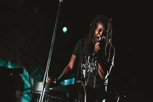 Irreversible Entanglements live at Roskilde Festival 2022, Roskilde, Denmark Roskilde, Denmark. 30th, June 2022. The American free-jazz group Irreversible Entanglements performs a live concert during the Danish music festival Roskilde Festival 2022 in Roskilde. Here singer Camae Ayewa is seen live on stage. Roskilde Denmark  Copyright: xGonzalesxPhoto MathiasxKristensex