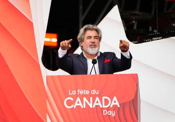 July 1, 2022, Ottawa, Ontario, CAN: Minister of Canadian Heritage Steven Guilbeault delivers a speech during Canada Day celebrations at LeBreton Flats in Ottawa on Friday July 1, 2022. Ottawa CAN  - ZUMAc35_ 20220701_zaf_c35_075 Copyright: xSeanxKilpatrickx