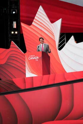 July 1, 2022, Ottawa, Ontario, CAN: Prime Minister Justin Trudeau delivers a speech during Canada Day celebrations at LeBreton Flats in Ottawa on Friday July 1, 2022. Ottawa CAN  - ZUMAc35_ 20220701_zaf_c35_066 Copyright: xSeanxKilpatrickx