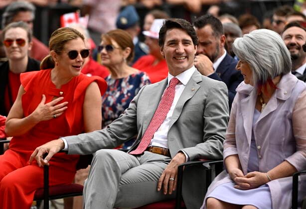 July 1, 2022, Ottawa, ON, CAN: Prime Minister Justin Trudeau, Sophie Gregoire Trudeau and Gov. Gen. Mary Simon take in the noon hour show during Canada Day celebrations at LeBreton Flats in Ottawa, on Friday, July 1, 2022. Ottawa CAN  - ZUMAc35_ 20220701_zaf_c35_114 Copyright: xJustinxTangx