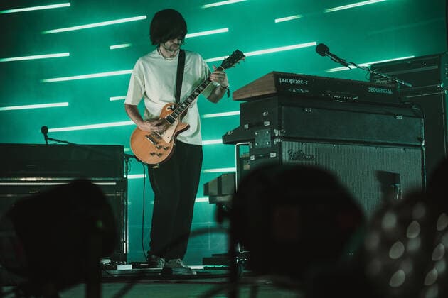 The Smile live at Roskilde Festival 2022, Roskilde, Denmark Roskilde, Denmark. 01st, July 2022. The English rock band The Smile performs a live concert during the Danish music festival Roskilde Festival 2022 in Roskilde. Here guitarist Jonny Greenwood is seen live on stage. Roskilde Denmark  Copyright: xGonzalesxPhoto MathiasxKristensex