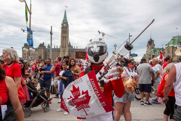July 1, 2022, Ottawa, Ontario, Canada: People protest against COVID-19 health measures during Canada Day in Ottawa, Ontario, on Friday July 1, 2022. Ottawa Canada  - ZUMAc35_ 20220701_zaf_c35_164 Copyright: xLarsxHagbergx
