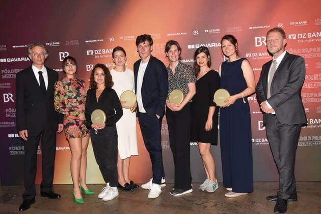 Ingo Fliess Jury Amila Bagriacik Jury with Award Winners Soehnke Wortmann Jury Munich 01 07,2022 HFF Foerderpreis Neues Kino Verleihung Munich