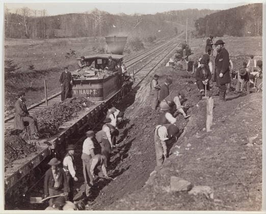 Excavating for Y at Devereaux Station, Orange & Alexandria Railroad 1863 Andrew Joseph Russell American. Excavating for Y at Devereaux Station, Orange & Alexandria Railroad 267884 Copyright: xpiemagsx Metbot-31972