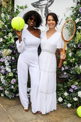 Sarah Mulindwa and Hayley Sparkes attend the Lady Wimbledon Tennis Party at Warren House Hotel in Kingston upon Thames in London. JULY 2nd 2022  CMYx22252