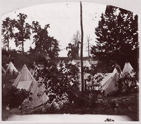 Camp of Construction Corps, U.S. Military Railroad, at City Point 1861 65 Andrew Joseph Russell American. Camp of Construction Corps, U.S. Military Railroad, at City Point 268160 Copyright: xpiemagsx Metbot-156962
