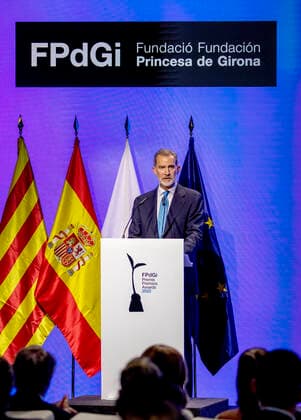 04-07-2022 Girona King Felipe at the 2022 Princess of Girona foundation awards ceremony in Barcelona. Â  Copyright: xPPEx