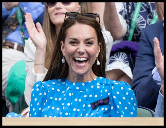 . 05 07 2022. London, United Kingdom. Prince William and Kate Middleton, the Duke and Duchess of Cambridge watch the Djokovic game from the Royal Box on day nine of the Wimbledon Tennis Championships in London.  xStephenxLockx xi-Imagesx IIM-23583-0122