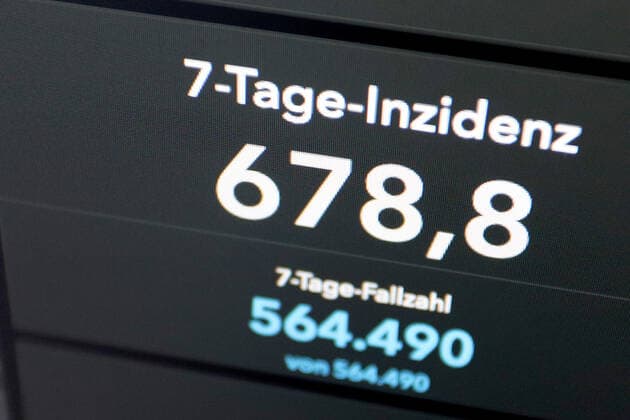 RKI dashboard, 7 day incidence is now 678.8 7 day incidence, RKI dashboard on a monitor on 06 07 2022 in Siegen Germany.