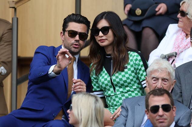 . 06 07 2022. London, United Kingdom. Dominic Cooper and Gemma Chan , on day ten of the Wimbledon Tennis Championships in London.  xStephenxLockx xi-Imagesx IIM-23585-0067