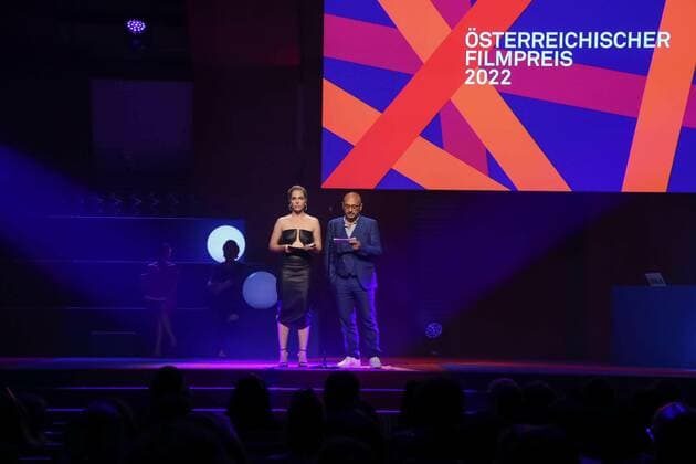 30 06 2022, Grafenegg Lower Austria, Austrian Film Award 2022, award gala d Academy of Austrian Film in the picture Verena Altenberger, Arash T Riahi, a d stage, Austrian Film Award 2022.