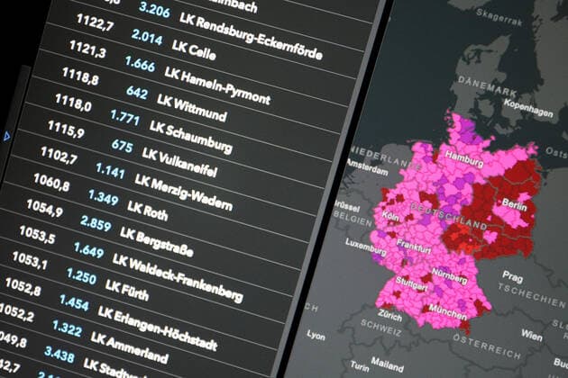 RKI dashboard, 7 day incidence is now 661.4 7 day incidence, RKI dashboard on a monitor on 11 07 2022 in Siegen Germany.