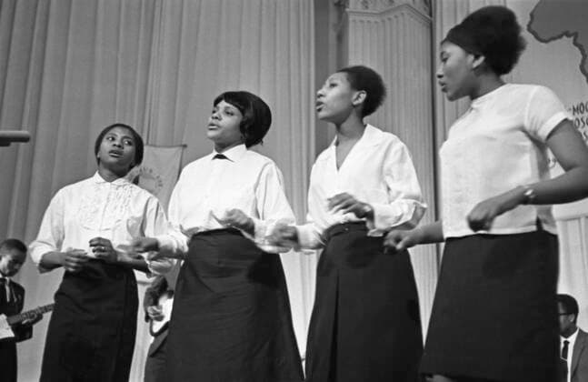 African students in Friendship House 5893895 25.05.1966 Singers of the Stars of Africa band perform at the student festival of music, songs, dances and poetry of African nations in the Friendship House (now the Russian Government Reception House). Alexander Moscow Russia  Copyright: xAlexanderx