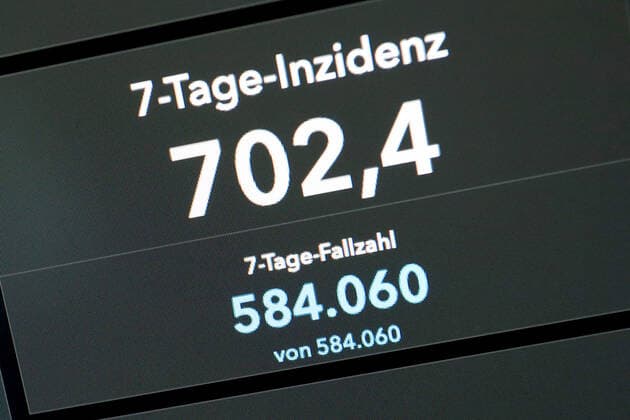 Dashboard of RKI, 7 day incidence is now 702.4 7 day incidence, dashboard of RKI on a monitor on 12 07 2022 in Siegen Germany.
