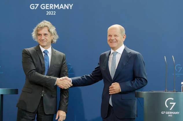 News Themen der Woche KW28 News Bilder des Tages Bundeskanzler empfängt MP Slowenien 2022-07-12, Deutschland, Berlin. Bundeskanzler Olaf Scholz (SPD), bei einer gemeinsamen Pressekonferenz mit dem neuen Ministerpräsidenten der Republik Slowenien, Robert Golob, im Kanzleramt. *** Chancellor receives MP Slovenia 2022 07 12, Germany, Berlin Federal Chancellor Olaf Scholz SPD , at a joint press conference with the new Prime Minister of the Republic of Slovenia, Robert Golob, at the Chancellery
