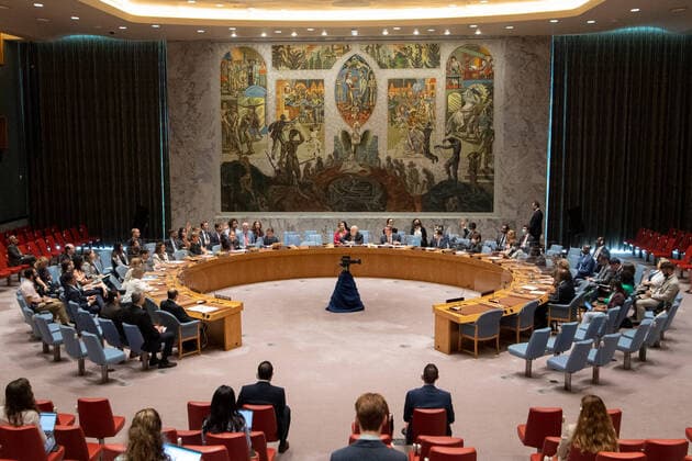 Bilder des Jahres 2022, News 07 Juli News Themen der Woche KW28 News Bilder des Tages (220713) -- UNITED NATIONS, July 13, 2022 -- The United Nations Security Council holds a meeting at the UN headquarters in New York July 12, 2022. The UN Security Council on Tuesday adopted a resolution to re-authorize cross-border aid deliveries into Syria for six months. ( Handout via Xinhua) UN-SECURITY COUNCIL-SYRIA-CROSS-BORDER AID EskinderxDebebe UNxPhoto 