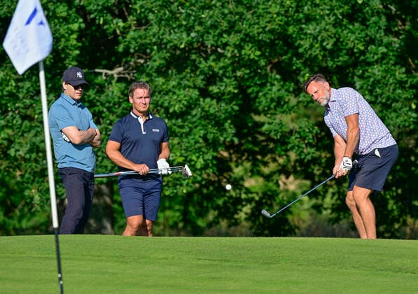 BORGHOLM 20220713 Prince Daniel, Magnus Lagerlöf, CEO of Ekerum Golf, and Peter Jihde played the Victoria Golf Tournament at Ekerum Golf Course on Öland on Wednesday BORGHOLM SWEDEN x10030x  Copyright: xJonasxEkströmer TTx VICTORIAGOLFEN