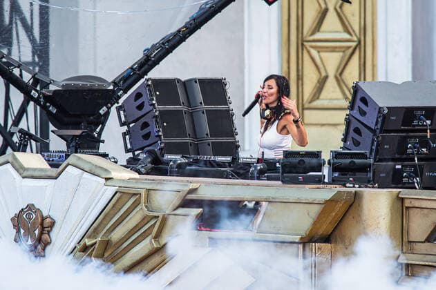 Spanish DJ B Jones is seen at the first day of the Tomorrowland electronic music festival, Friday 15 July 2022, in Boom. The 16th edition of the festival takes place on three weekends at the De Schorre terrain in Boom, from 15 to 17 July, from 22 to 24 July 2022 and from 29 to 31 July. The festival had to be postponed for two years in the ongoing corona virus pandemic.  JONASxROOSENS 37512144