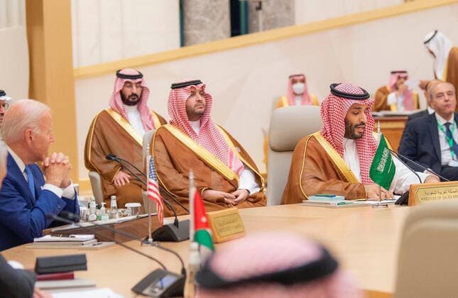 July 16, 2022, Jeddah, Jeddah, Saudi Arabia: Leaders and representatives of the Gulf Cooperation Council (GCC) countries, the US, Egypt, Iraq, and Jordan attend the Jeddah Security and Development Summit (GCC+3) at a hotel in Saudi Arabia s Red Sea coastal city of Jeddah on July 16, 2022 Jeddah Saudi Arabia - ZUMAap3_ 20220716_zaf_ap3_044 Copyright: xSaudixPressxAgencyx