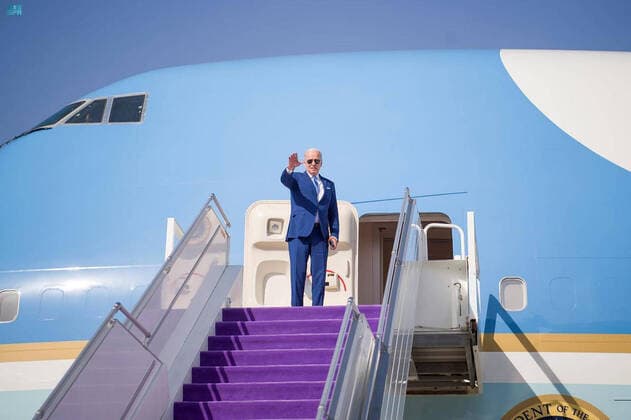 July 16, 2022, Jeddah, Saudi Arabia: US President JOE BIDEN boards Air Force One before departing from King Abdulaziz International Airport in the Saudi city of Jeddah at the end of his first tour in the Middle East as president. Jeddah Saudi Arabia - ZUMAap3_ 20220716_zaf_ap3_080 Copyright: xSaudixPressxAgencyx