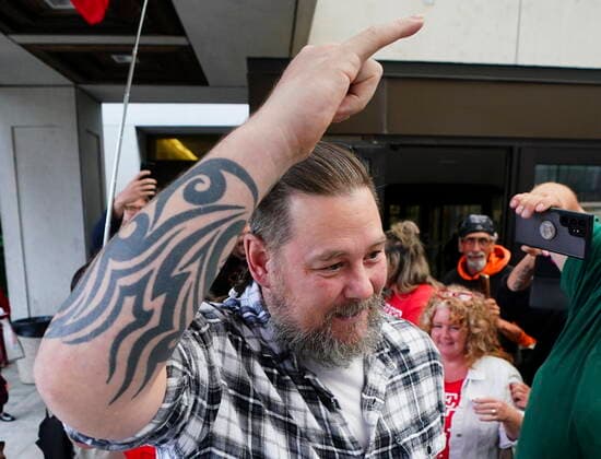 July 18, 2022, Ottawa, Ontario, Canada: Convoy organizer Pat King leaves the Ottawa Courthouse in Ottawa on Monday, July 18, 2022, after being granted bail. Ottawa Canada  - ZUMAc35_ 20220718_zaf_c35_030 Copyright: xSeanxKilpatrickx